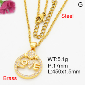 Fashion Brass Necklace  F3N404099baka-L024