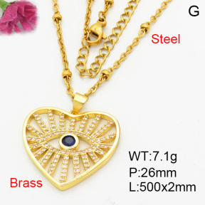 Fashion Brass Necklace  F3N404124ablb-L024