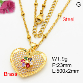 Fashion Brass Necklace  F3N404126ablb-L024