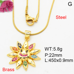 Fashion Brass Necklace  F3N404128baka-L024