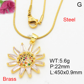 Fashion Brass Necklace  F3N404130ablb-L024