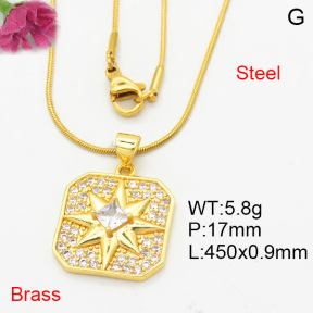 Fashion Brass Necklace  F3N404133baka-L024