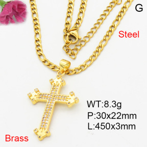 Fashion Brass Necklace  F3N404139baka-L024