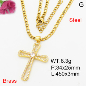 Fashion Brass Necklace  F3N404140ablb-L024