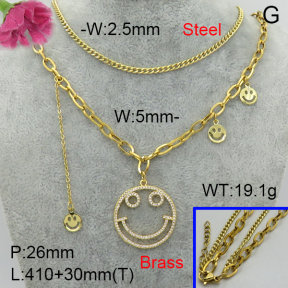 Fashion Brass Necklace  F3N404142bhia-J71