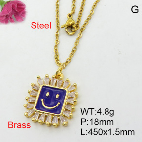 Fashion Brass Necklace  F3N404147ablb-L017