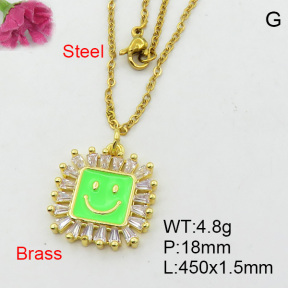 Fashion Brass Necklace  F3N404148ablb-L017