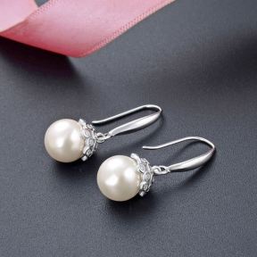 925 Silver Earrings  E:27.7*9.3,Shell pearl:9mm  JE0434aimn-M112  YJ-TC30-2