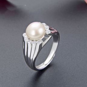 925 Silver Ring  R:11mm，Shell pearl:9mm  6-9#  JR0435ajoa-M112  YJ-TC30-3