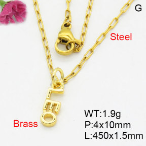 Fashion Brass Necklace  F3N200129aahi-G030
