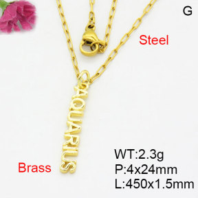 Fashion Brass Necklace  F3N200131aahi-G030