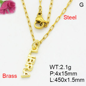 Fashion Brass Necklace  F3N200133aahi-G030