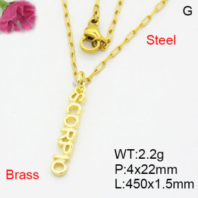 Fashion Brass Necklace  F3N200135aahi-G030