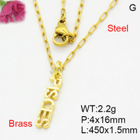 Fashion Brass Necklace  F3N200138aahi-G030
