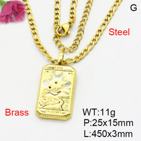 Fashion Brass Necklace  F3N300460bblk-G030