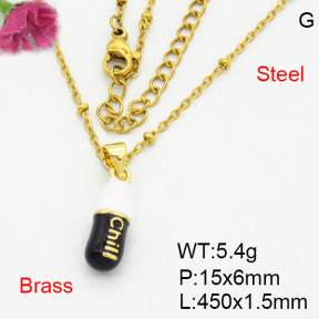 Fashion Brass Necklace  F3N300473aajl-G030