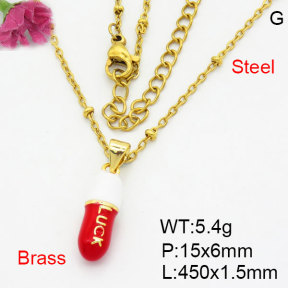 Fashion Brass Necklace  F3N300477aajl-G030