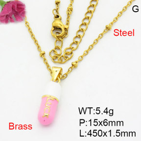 Fashion Brass Necklace  F3N300481aajl-G030