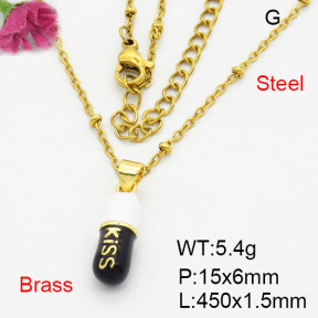 Fashion Brass Necklace  F3N300483aajl-G030