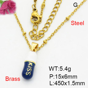Fashion Brass Necklace  F3N300484aajl-G030