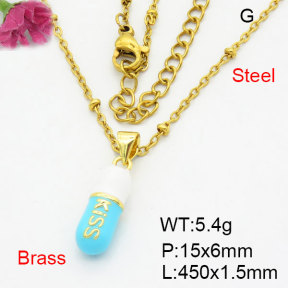 Fashion Brass Necklace  F3N300485aajl-G030
