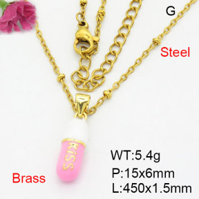 Fashion Brass Necklace  F3N300486aajl-G030