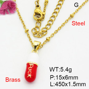 Fashion Brass Necklace  F3N300487aajl-G030