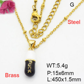 Fashion Brass Necklace  F3N300488aajl-G030