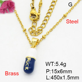 Fashion Brass Necklace  F3N300489aajl-G030