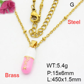 Fashion Brass Necklace  F3N300491aajl-G030