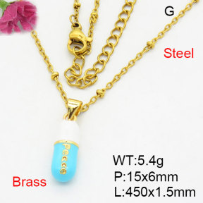 Fashion Brass Necklace  F3N300495aajl-G030