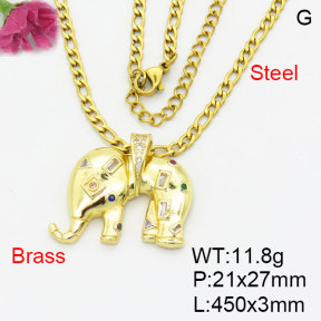 Fashion Brass Necklace  F3N404153abli-G030
