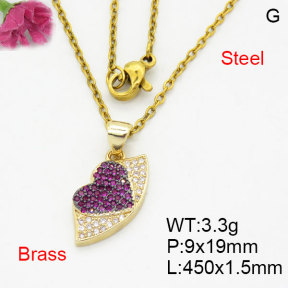 Fashion Brass Necklace  F3N404154bblk-G030