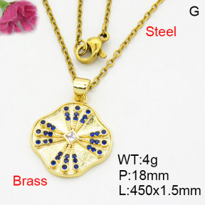 Fashion Brass Necklace  F3N404157aajl-G030
