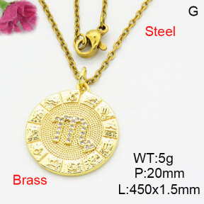 Fashion Brass Necklace  F3N404163aaik-G030
