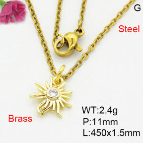Fashion Brass Necklace  F3N404172aahi-G030