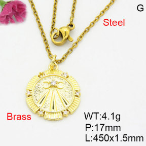 Fashion Brass Necklace  F3N404174vaia-G030
