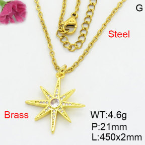 Fashion Brass Necklace  F3N404177vaii-G030