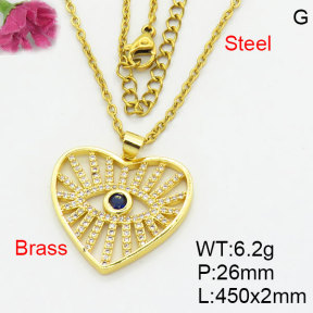 Fashion Brass Necklace  F3N404178bblo-G030