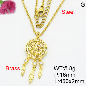 Fashion Brass Necklace  F3N404179bbln-G030