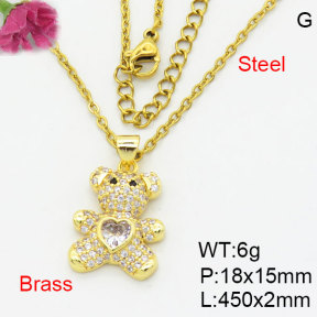 Fashion Brass Necklace  F3N404182bblk-G030
