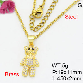 Fashion Brass Necklace  F3N404185aaji-G030