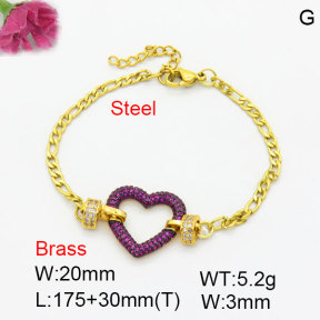 Fashion Brass Bracelet  F3B404710bhik-G030