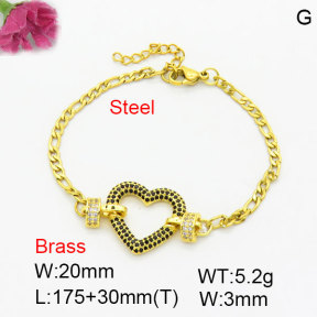 Fashion Brass Bracelet  F3B404714bbph-G030