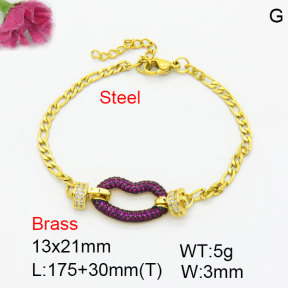 Fashion Brass Bracelet  F3B404716bhhk-G030