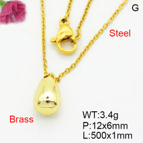 Fashion Brass Necklace  F3N200146aahm-G030