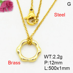 Fashion Brass Necklace  F3N200149aahm-G030