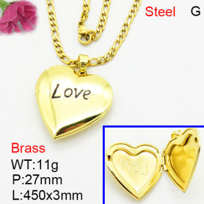 Fashion Brass Necklace  F3N300566aaji-G030