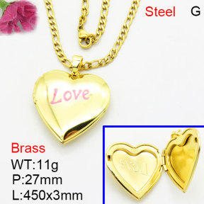 Fashion Brass Necklace  F3N300568aaji-G030