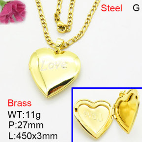 Fashion Brass Necklace  F3N300570aaji-G030